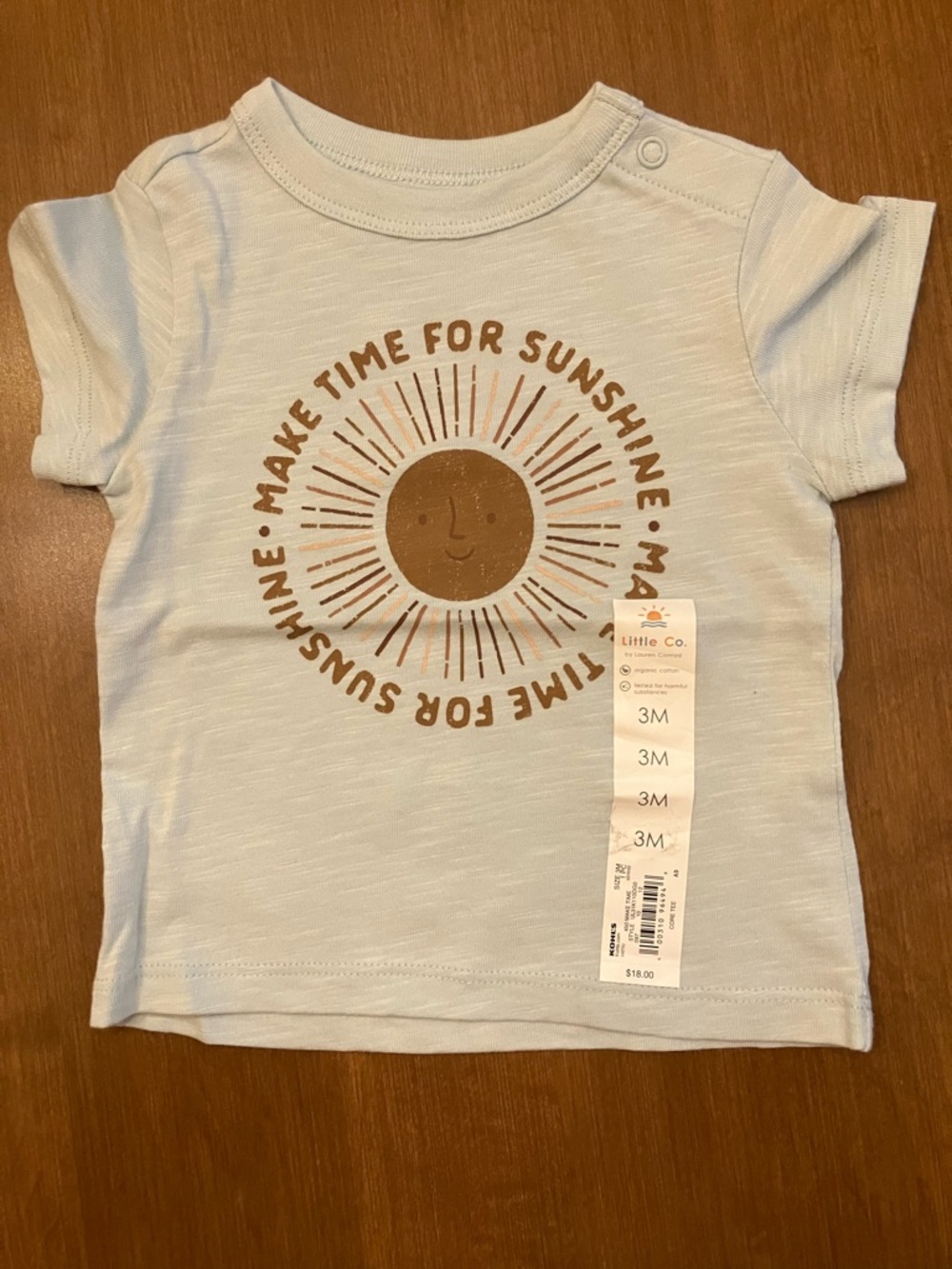 100% Organic Cotton- 3M Baby Blue 'Make Time for Sunshine' Graphic Tee